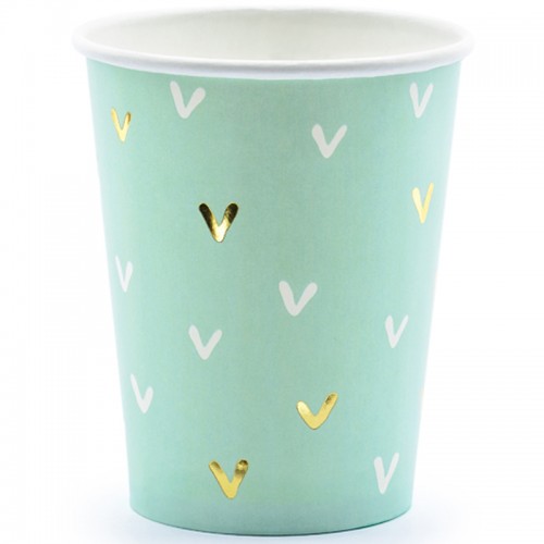 Copos Verde Menta Corações